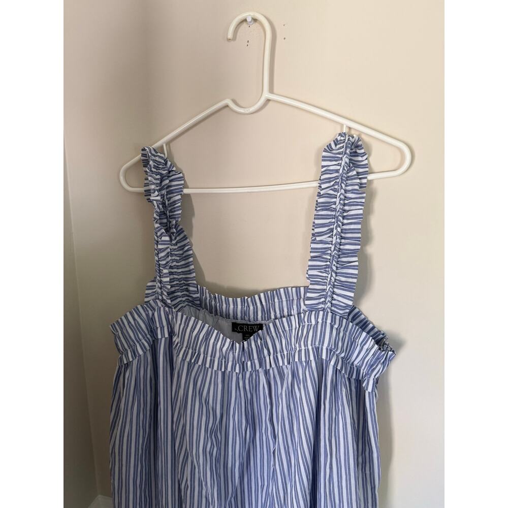 Preppy Summer J. Crew Pinstripe Ruffle Braided Strap Voile Shift Maxi Dress- XXL - Picture 3 of 10